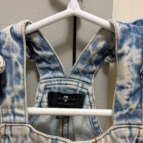 7 For All Mankind 3T Acid Wash Denim Short Overalls Toddler Dungarees Bib Shorts - Picture 2 of 8